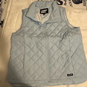 Lands' End Light Blue Quilted Vest NWT